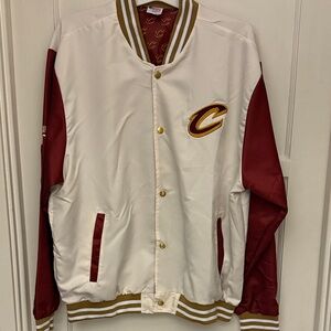 White and Red Cavs United promo satin-like varsity Jacket size xl,NIB